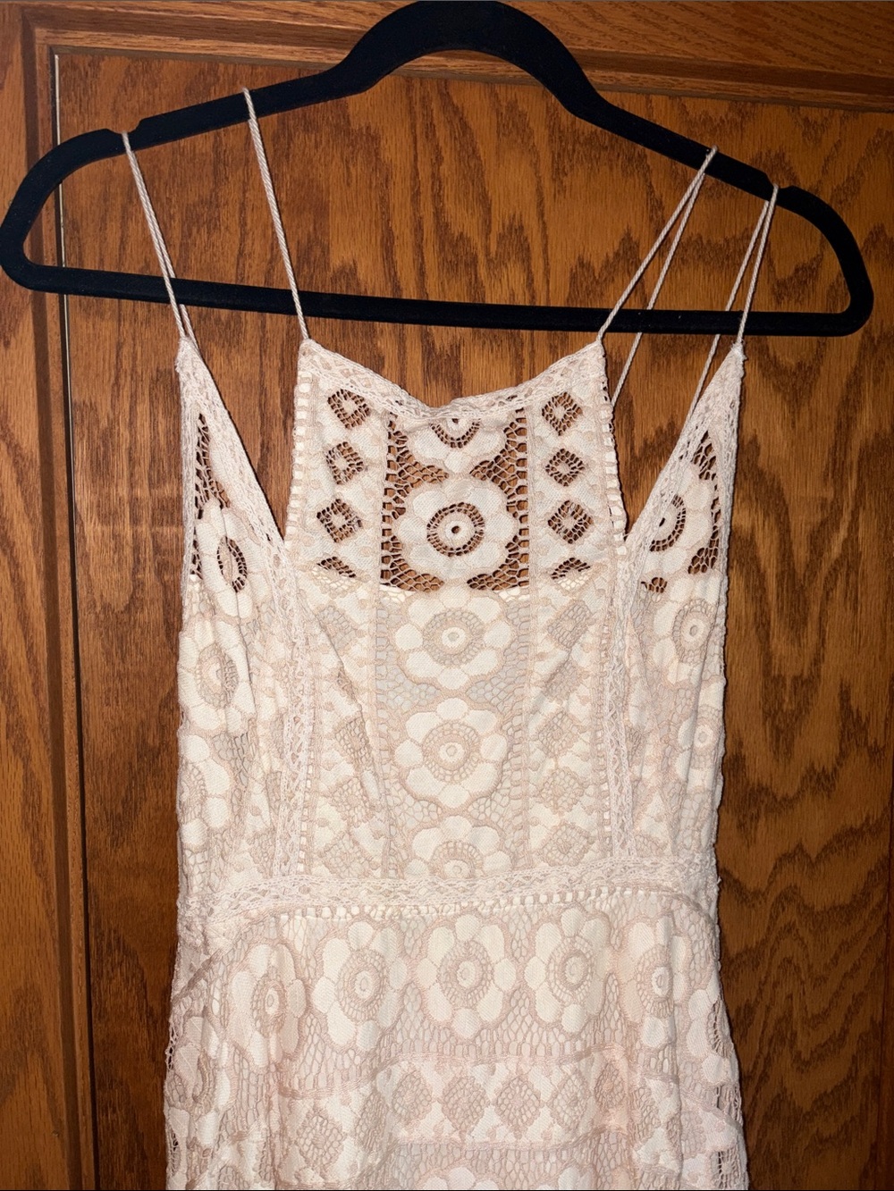 Free People Cream Lace Midi Dress with Spaghetti Straps - Picture 2 of 6